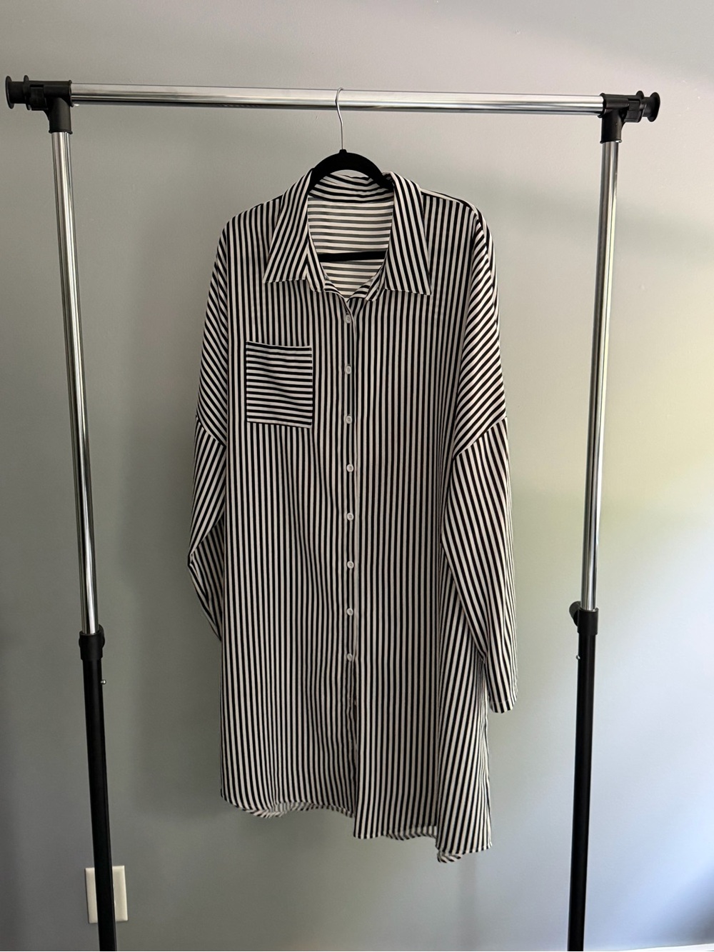 Black & White Striped Women’s  Button-Up Cover Up Dress